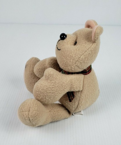 Vintage Hallmark Dexter Bear 10" Plush Plaid Bow Rattle Beanbag 1987 - Imagen 5 de 12