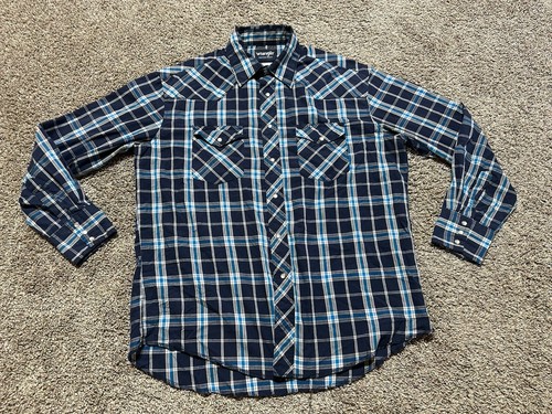 Vintage Wrangler Mens Shirt Large Pearl Snap Lot 3 Minor Wear FLAW* Plaid Long - Picture 12 of 17