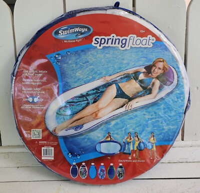 Swim Ways Spring Float Pool Lounge Raft Jet Valve Technology Fold Flat To Store