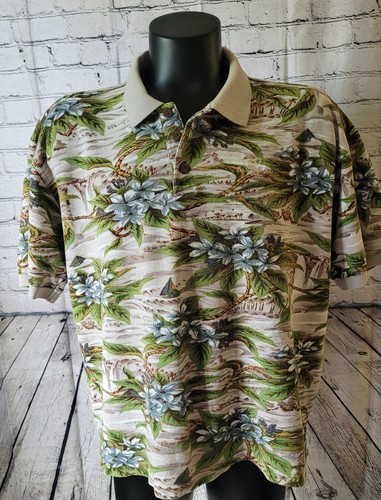 Sandalwood Golf Course Polo Shirt Short Sleeve Hawaiian Print Island Fever XL  - Picture 9 of 11