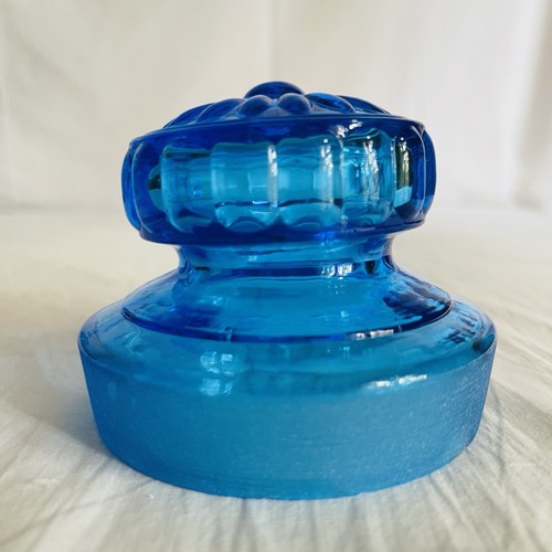 VTG TAKAHASHI BLUE Glass MCM APOTHECARY Jar GROUND GLASS DAISY LID ~ 8.25" Tall - Picture 22 of 24