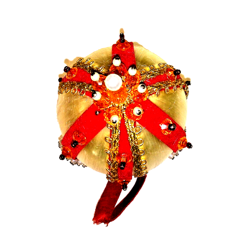 VINTAGE ANNI '60? PAILLETTES ROTONDE FATTE A MANO BIANCO RASO ORNAMENTO ALBERO ""EDNA"" ARTISTA - Foto 7 di 8