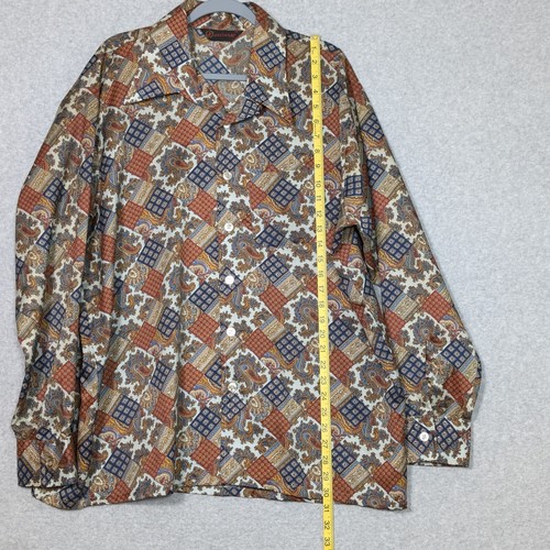 Camisa de Colección Jaymar Disco Botón Para Hombres 2X Manga Larga Patrón Patchwork - Imagen 6 de 8