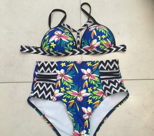 Multicolor Print High Waist Bikini Swimsuit Sexy Women Swimwear - Picture 12 of 29