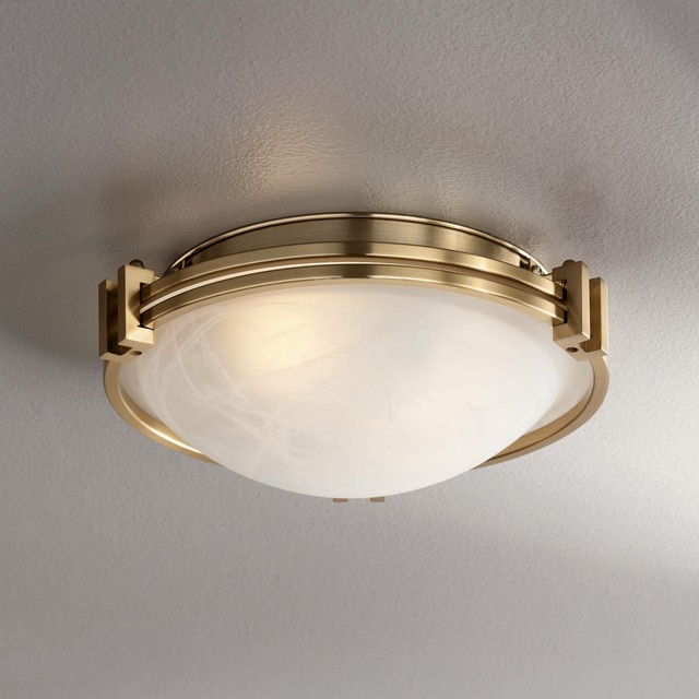 Art Deco Ceiling Light Flush Mount Fixture Brass 12 3 4 Wide Bedroom Kitchen