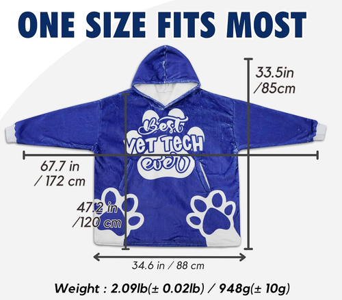 Vet Tech Week Gifts, Wearable Fleece Vet Tech Blanket Hoodie, Super Soft Warm Co - Picture 3 of 7