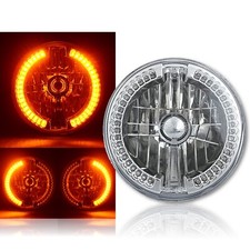 7" Halogen Motorcycle Headlight Amber LED Halo Angel Eye Turn Signal Light Bulb
