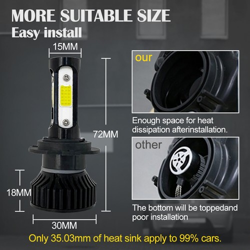 Bombillas combo de faros LED H7 6000 K blanco frío para Hyundai Sonata 2011-2014 4 piezas - Imagen 10 de 12