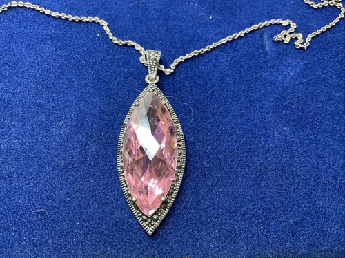 Vintage Tansanit Stein Halskette Sterlingsilber Italien Kette Antik 16,5 G 18