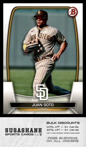 Tarjeta de béisbol 2023 Bowman 52 Juan Soto Padres - Imagen 1 de 2