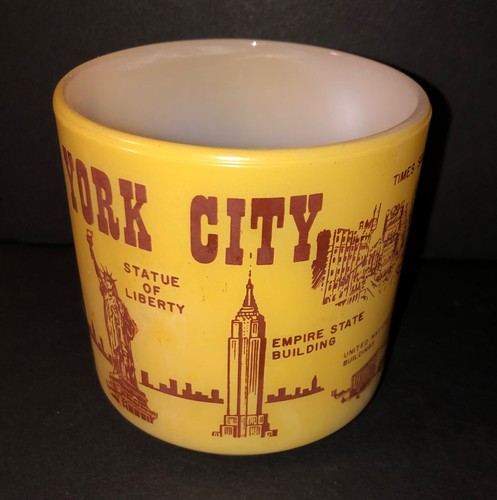 Federal Glass New York City Coffee Cup Milk Glass Kennedy Rockefeller FREE SHIP - Picture 9 of 9