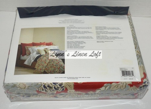 RALPH LAUREN Remy Red Floral FULL/ QUEEN DESIGNER DUVET $355 COTTON SATEEN - Picture 6 of 8