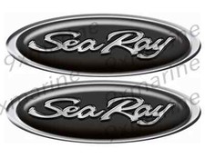 Two Sea Ray Classic Vinyl Oval Boat Stickers, Imitated 3D Look, 10" x 3.5"