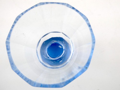 Art Deco Era Czech Bohemian Etched Blue Crystal Decanter and 5 Cordial Glasses - Picture 18 of 20