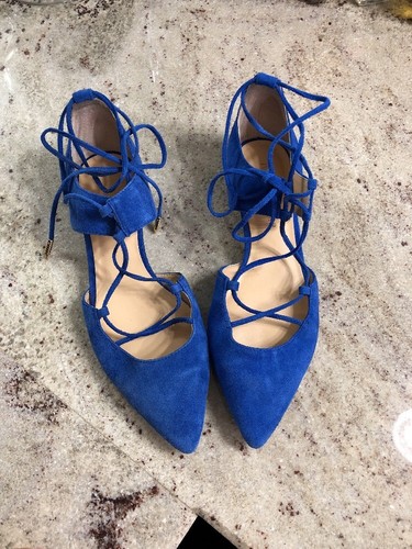 Ivanka Trump Tavyn Flats Royal BLUE Suede 6 1/2 Womens Gladiator Straps Lace up - Picture 10 of 10