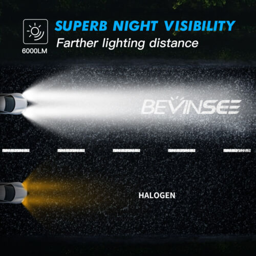 BEVINSEE 6x H1 LED Faro Lámpara Antiniebla Bombillas Combo Haz Alto Bajo Blanco Kit - Imagen 2 de 9