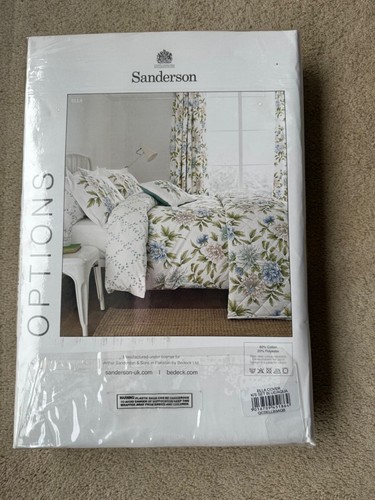 Sanderson Options Ella Blue/Aqua Floral Cotton Rich King Size Duvet Cover Set - Picture 4 of 5