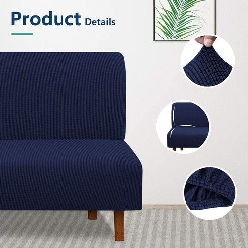 Armless Futon Slipcover, iCOVER High Stretchy Sofa Bed Couch Cover - Picture 50 of 71