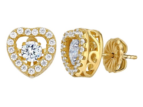 NANA 925 Sterling Silver Pure Brilliance CZ Heart Dancing Stone Earrings Jewelry - Picture 11 of 14