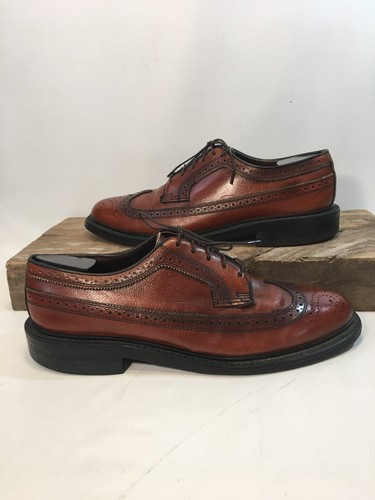 Vintage Coburne Square Style 2747 Men's Brown Leather Wingtip Shoes Size 8.5 D - Picture 9 of 12