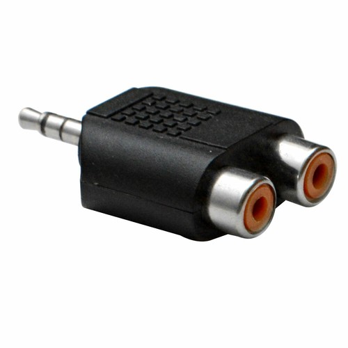 Paquete de 2 - 3,5 mm 1/8" TRS macho a 2 RCA hembra divisor - conector adaptador estéreo - Imagen 2 de 3