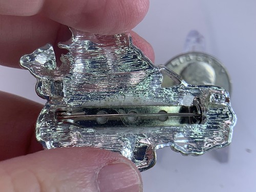 Broche de plata vintage de Papá Noel en coche con regalos y pedrería de árbol V-9529 - Imagen 3 de 3