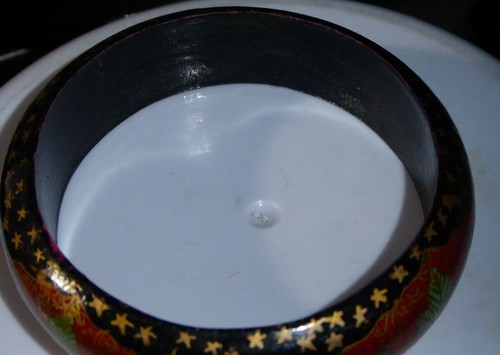 Stars and Leaves Painted Wood Bangle Bracelet for Small Hands 2 1/2" - Picture 5 of 5