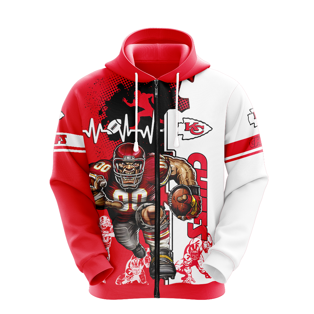 Kansas City Chiefs Men Hooded Zipper Hoodie Sports Sweatshirts Jacket