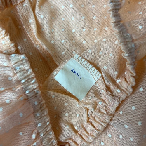 Vtg Pajama Baby Doll Shirt Bloomer Bottom Sheer Swiss Dot Retro Mod Peach Sz S - Picture 14 of 15