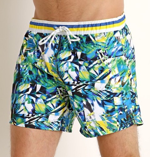 Men’s XL HUGO BOSS MANDARINFISH SWIM SHORTS GREEN/BLUE PRINT - Picture 9 of 10