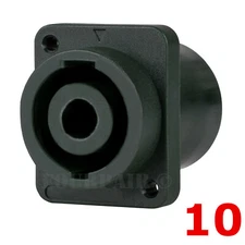 10 Pack - SPEAKON Compatible 4 Pole Wire Female Panel Mount Speaker Connector