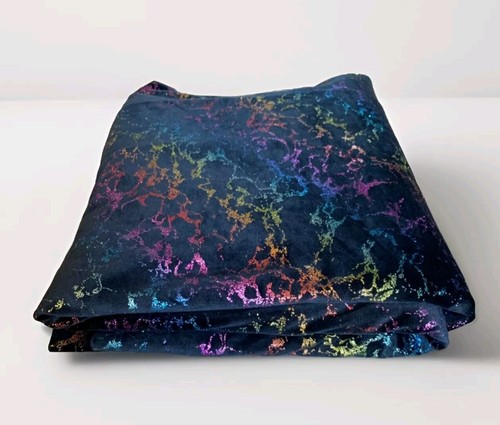 DIY Metallic Glitter Rainbow Splatter Black Velour 4-way Stretch Fabric 65"X104" - Picture 8 of 8
