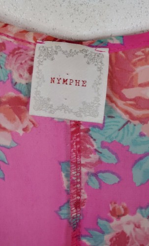 NYMPHE Swimsuit Coverup Pink with Pink Roses Large - Picture 2 of 4