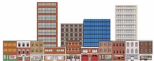 Deluxe HO Scale Train Layout Background Kit W/Storefronts Industrial & High-Rise