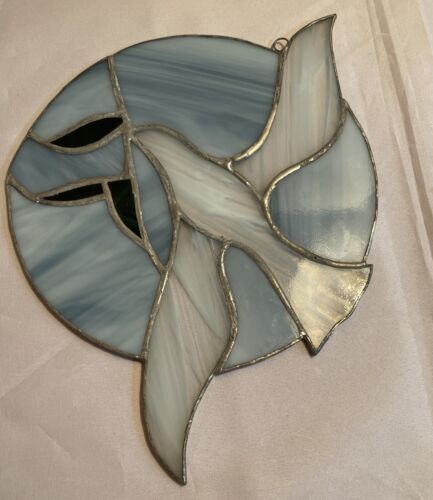 Sun Catcher Stained Glass 7” White Dove Bird Wall Art