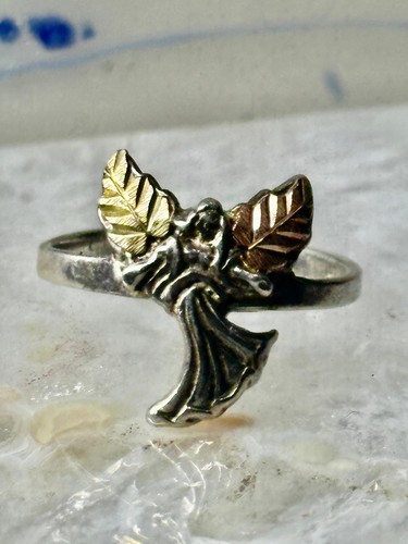 Black Hills Gold ring size 8 angel wings sterling silver women girls - Picture 7 of 10
