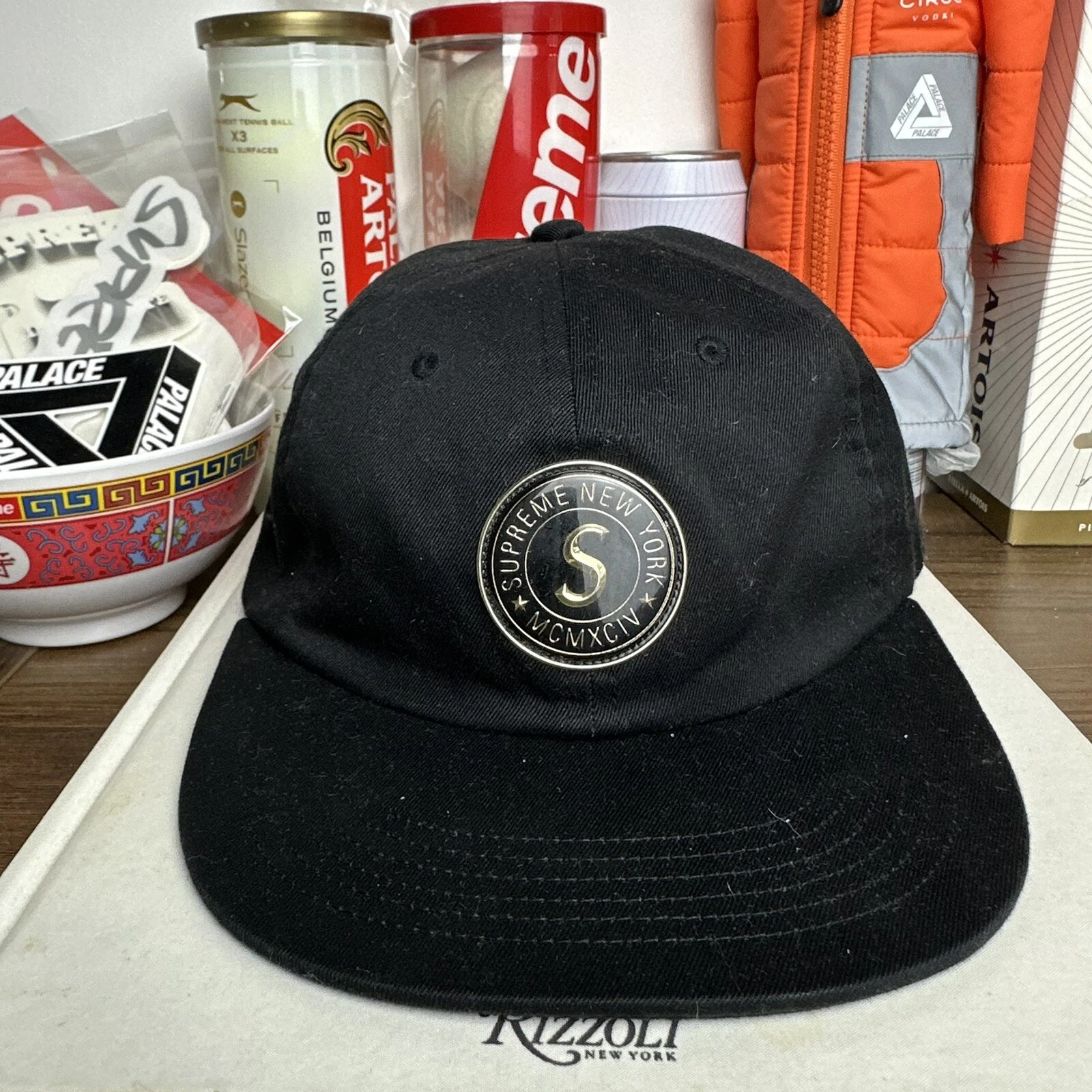 Supreme Chino Twill Gel S Logo 6 panneaux   Noir   FW19