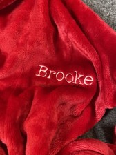Pottery Barn Kids Robe Girl 4 6 Brooke Red Embroidered Fleece Plush Pockets Tie