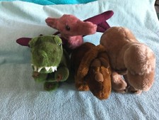 VINTAGE 1980 Dakin Plush Dinosaur 4-Piece Set MINT CONDITION NWOT