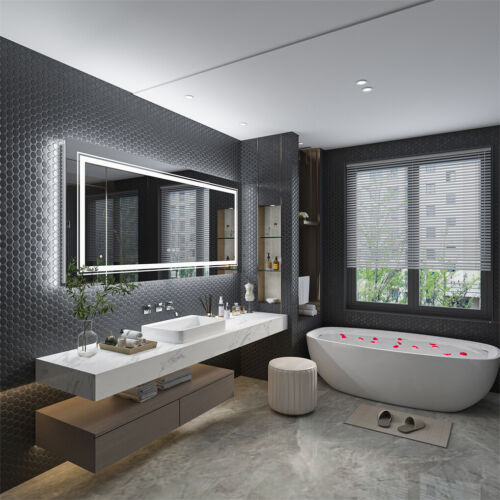 LED Bathroom Mirror with Front Backlit Extra Large Dimmable Wall Vanity Mirrors - Picture 4 of 14