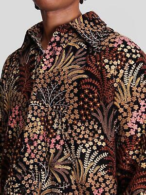 Sefr Men's Halva Boxy-Fit Embroidered Velour Overshirt Autumn Flower Large NWT