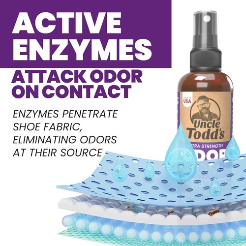 Desodorante para zapatos Uncle Todd's Odor Stomp - Spray enzimático probado y potente para zapatos para - Imagen 5 de 6