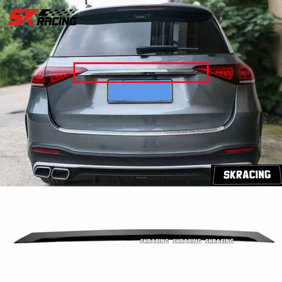 1PCS Black Titanium Rear Tailgate Trunk Lid Cover Trim Fits Benz GLE 2020-2022