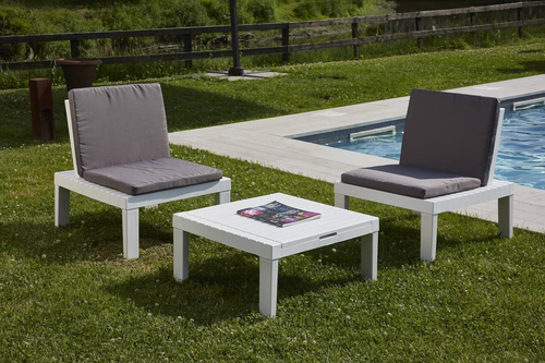 Salotto Da Esterno Cervia, Set Da Giardino Con 2 Sedute Con Schienale Ed 1 Modul - Foto 12 di 12