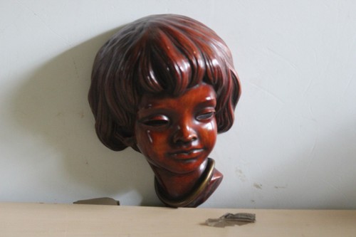 50-er Jahre bildschöne alte Wandmaske Achatit Mädchen  - Bild 3 von 6