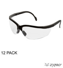 12 Pair Pack Protective Safety Glasses Clear Lens Adjustable Extendable Temples