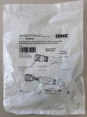 CONEC M12 Kupplung,SAL-12S-RKC4-S/075/BF, Art.Nr.:43-00333