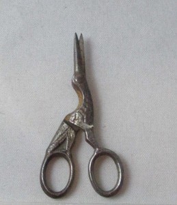 Child-or-Doll-Size-CRANE-1-5-034-SCISSOR-Original-ANTIQUE-c1800-039-s