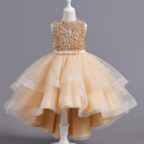 Flower Girls Princess Sequins Baby Wedding Christmas Party Trailing Dress Kids - Picture 1 of 31