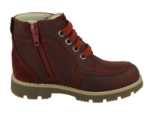 Clarks Kids Junior Heath Lace Boots Shoes G Fit Burgundy Size UK 11.5k/1.5/2/2.5 - Picture 9 of 9